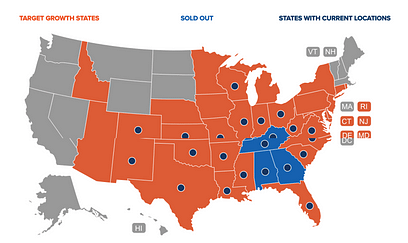 Captain D's Available Territories map